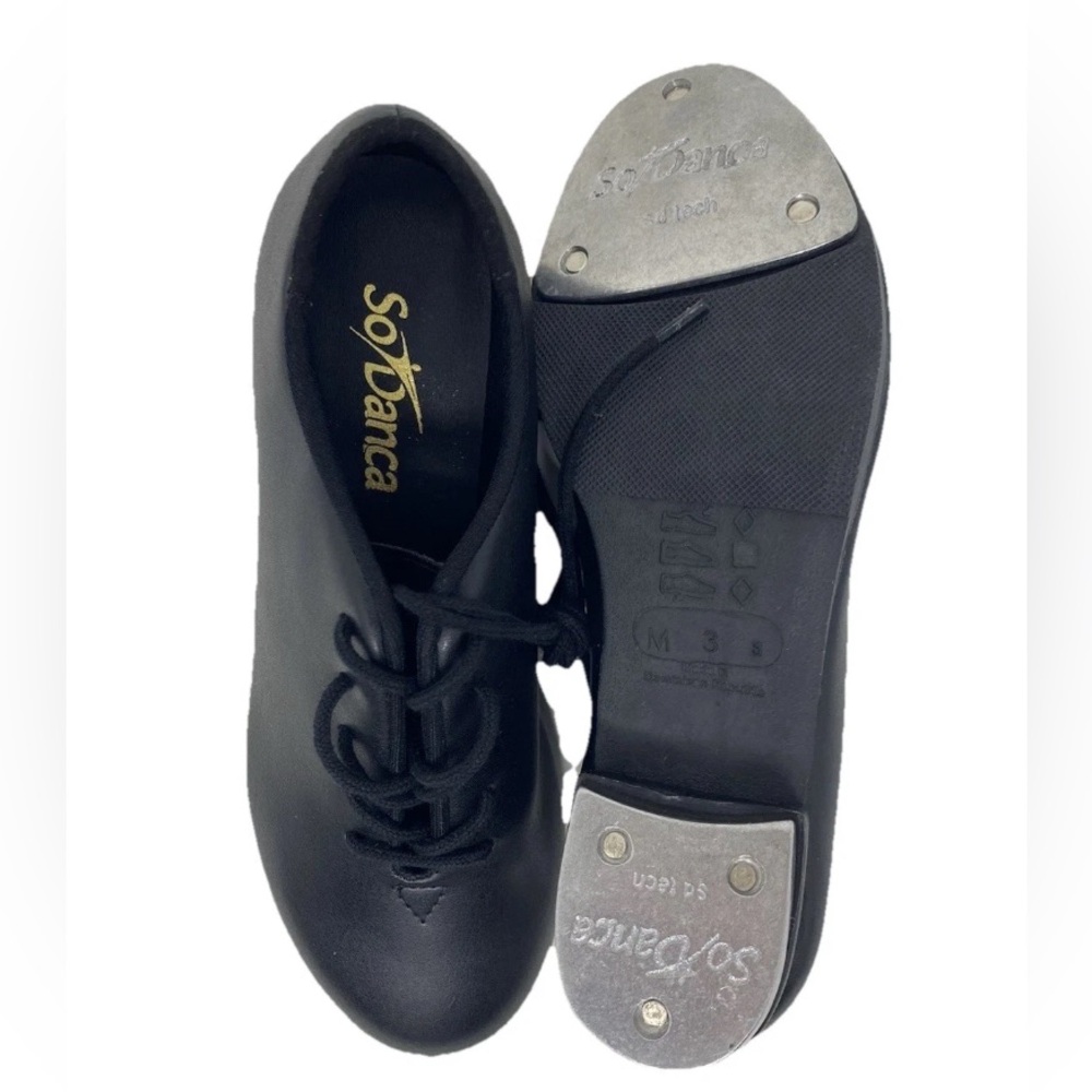Kids Black Tap Shoes - Lace-Up Tap Dance Shoes